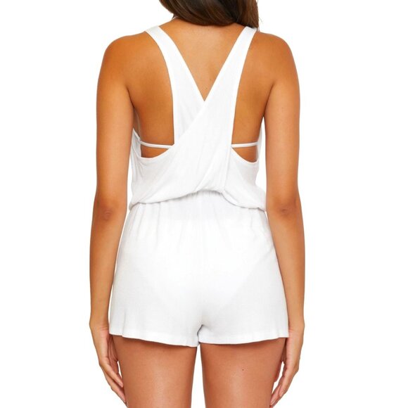 BECCA BY REBECCA VIRTUE Mykonos Twisted Romper, White M NWOT - Picture 4 of 11